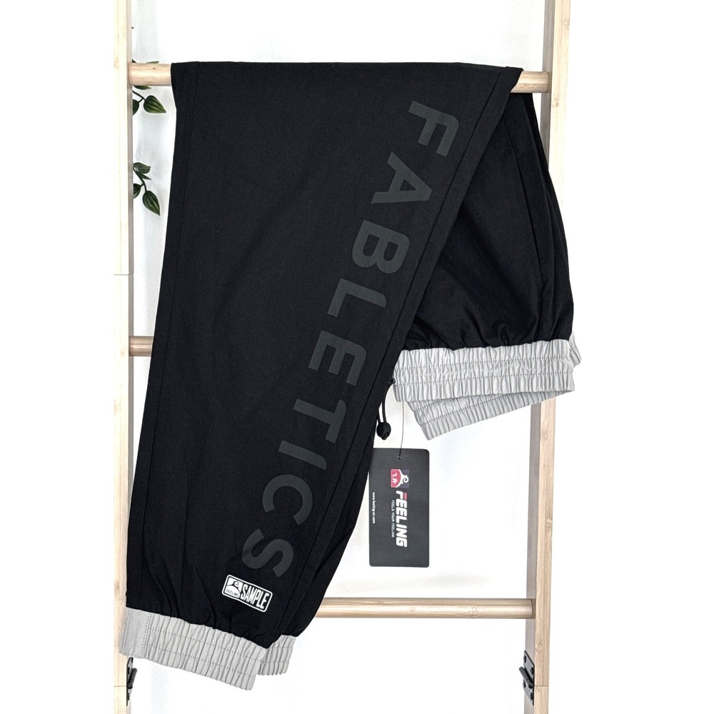 Fabletics Kora Track Pants Womens M Black Gray Cotton Joggers NWT Sample